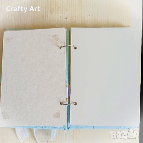 Ръчно изработен албум от рециклирана хартия в синьо – за 20 снимки (10x15 см), снимка 5 - Декорация за дома - 53823439