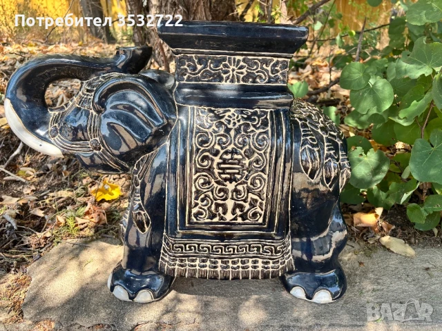 Керамичен слон поставка, снимка 2 - Статуетки - 51081880