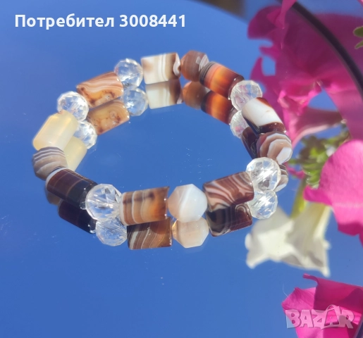 ГРИВНА ⚜БЛАГОПОЛУЧИЕ⚜    ОТ АХАТ БОТСВАНА И ФАСЕТИРАН ПЛАНИНСКИ КРИСТАЛ 5А, снимка 2 - Бижутерийни комплекти - 51693877