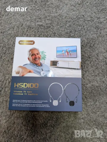 Безжични слушалки Holdsound за слушане на телевизия, с предавател, снимка 10 - Слушалки и портативни колонки - 50272363