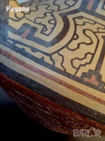 Рядък автентичен съд Шипибо (Перу) – Ръчно изработена керамика от Амазония, снимка 4 - Антикварни и старинни предмети - 53301975