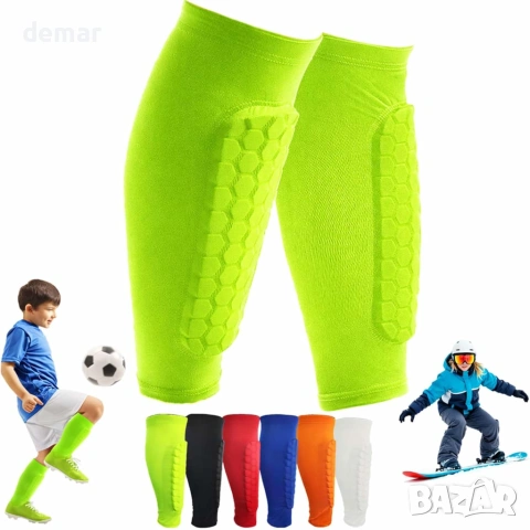 Протектори за пищяли за футбол за деца, младежи и възрастни, подплатени, 1 чифт, М, зелени