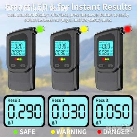 Нов Професионален дрегер с двоен сензор LCD дисплей 30 мундщука кола алкохол, снимка 8 - Друга електроника - 53888192