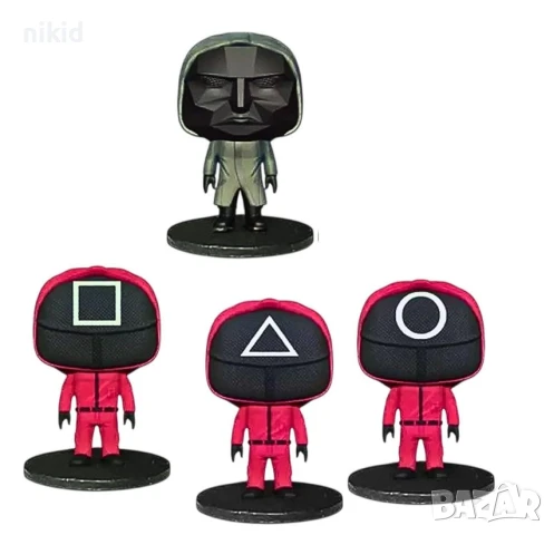 4 бр Squid game игра на калмари 4 бр пластмасови фигурки играчки за игра и украса торта, снимка 2 - Фигурки - 50747174