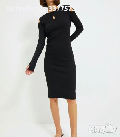 Черна рокля Trendyol с голи рамене, снимка 1 - Рокли - 45241761