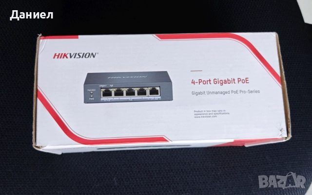 4+1 портов гигабитов PoE+ суич Hikvision DS-3E0505HP-E, снимка 2 - Суичове - 52419763