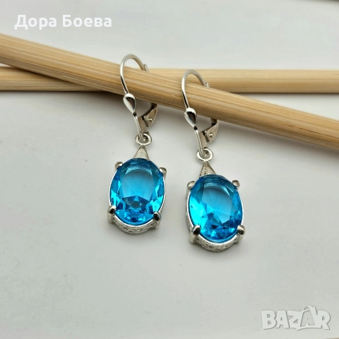 Сребърно съчетание: "Циан", снимка 3 - Колиета, медальони, синджири - 52587619