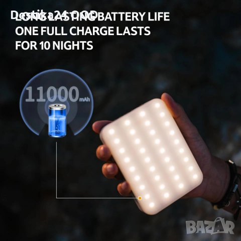 Акумулаторна къмпинг LED лампа 1100LM мощна къмпинг светлина 11000mAh, снимка 3 - Лед осветление - 53477384