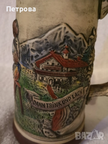 Голяма, релефна немска халба за бира. , снимка 4 - Колекции - 54010318