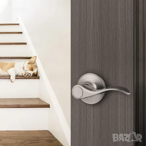 Probrico 3 комплекта дръжки за проходни врати, без ключ, цвят полиран никел, снимка 3 - Други стоки за дома - 49707851