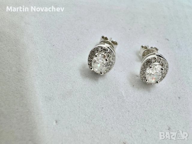 Сребърни обеци с мойсанит (Диамант) 0.5 карата, снимка 11 - Обеци - 52933479