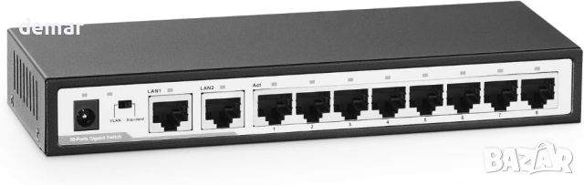 YuLinca 10-портов Gigabit Ethernet комутатор, 8 x 100/1000Mbps порта, 2 Gigabit Uplink, VLAN, снимка 1 - Суичове - 46460245
