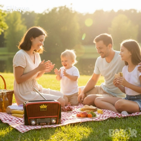 Преносимо ретро радио Golon с Bluetooth и соларен панел - мощен звук и дълъг живот на батерията