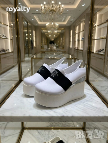 Обувки на платформа - бял текстил, снимка 4 - Дамски ежедневни обувки - 54029318