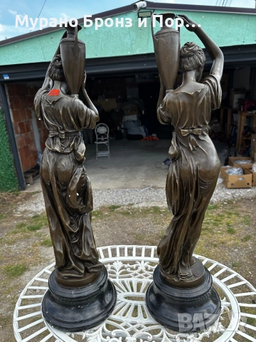 Масивен бронз (30 кг) – Чифт големи статуетки A. Carrier-Belleuse, 74 см, снимка 3 - Антикварни и старинни предмети - 53983891