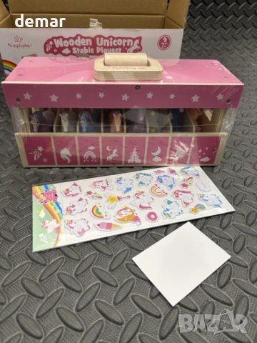 Дървен комплект за игра с конюшня, 8 броя еднорози, снимка 5 - Образователни игри - 54028967