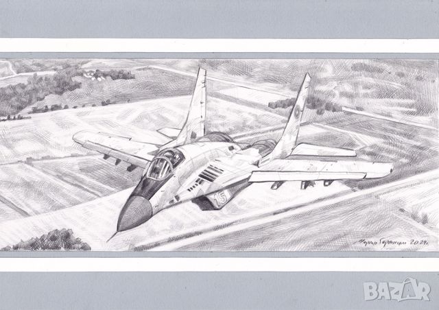Рисунка на Български самолет МиГ-29 ., снимка 2 - Картини - 45247811