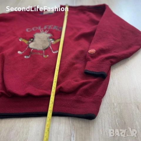 Винтидж мъжки пуловер Belika Golfers Windstopper, червен, размер 54, снимка 4 - Суичъри - 52656742