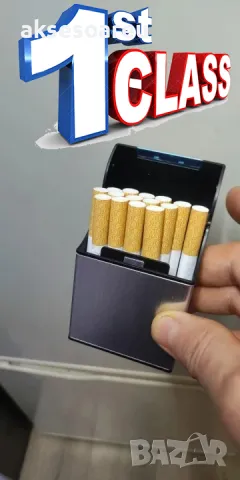 Качествена кутия за стандартни цигари калъф от алуминиева сплав Джобна кутия за пушачи за Подарък, снимка 2 - Табакери - 50223663