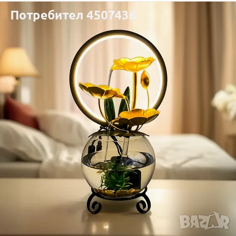 2025 Комплект USB захранван декоративен фонтан с аквариум и LED светление, снимка 2 - Декорация за дома - 51166608
