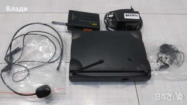 Безжичен микрофон BAOMIC Hendset /за глава/ и брошка, снимка 2 - Микрофони - 52071636