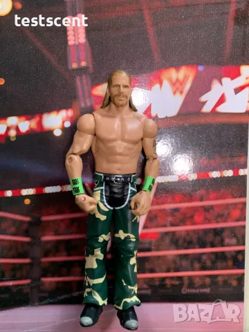 Екшън фигура WWE Shawn Michaels HBK DX Army Mattel Basic WWF Шон Майкълс, снимка 4 - Колекции - 48433437