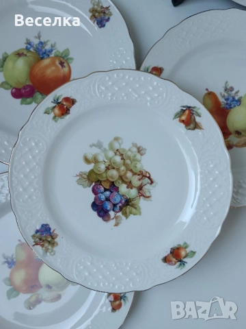 5 бр чинии за десерт Бавария, декорация с плодове , снимка 6 - Чинии - 52424457