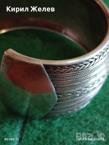 Стилна отворена сребърна гривна орнаментика много красива 51355, снимка 4 - Гривни - 54038014