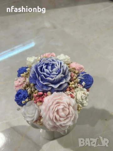 Букет от соеви свещи „Цветна фея“, снимка 3 - Декорация за дома - 53312922