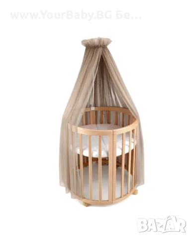 Натурален к-т дървена кошара за бебе 7в1 Овал, Детско легло 0-10 год., снимка 6 - Кошарки - 50282073