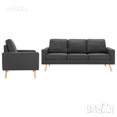 vidaXL Комплект дивани, 2 части, текстил, тъмносив（SKU:3056625