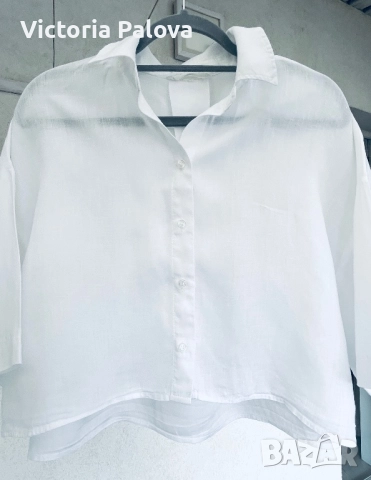 Ленена блуза/риза кроп камбанка, снимка 9 - Ризи - 51462250