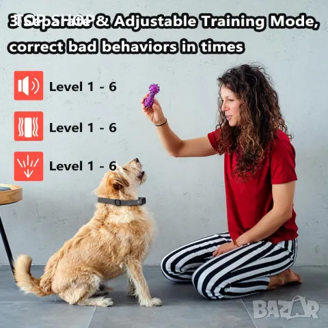 No Shock Safe Нашийник против лай за обучение на кучета с дистанционно управление 300 м обхват, снимка 7 - За кучета - 49785484