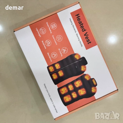 MXYKJO Електрическа отопляема жилетка за мъже, 3 нива, 15 зони, 7.4V 16000mah батерия, снимка 7 - Други - 51544182