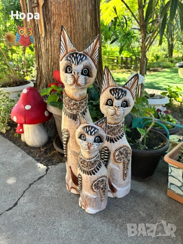 Котки от дърво 50см, 40см, 30см , снимка 11 - Статуетки - 28277352