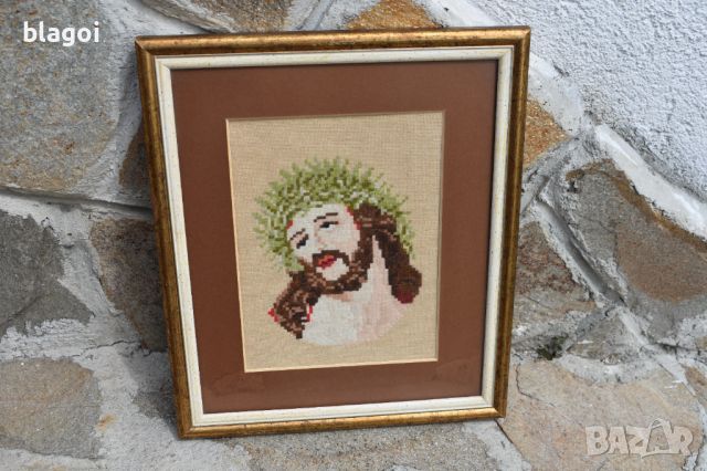 Гоблен" Исус с трънения венец', снимка 1 - Други ценни предмети - 45147923