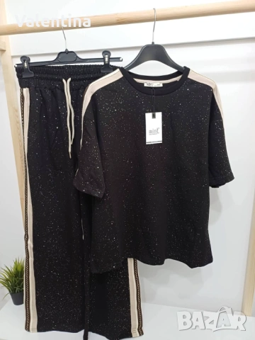Нов дамски комплект от 2 части с блестящи частици , снимка 3 - Комплекти - 53732793