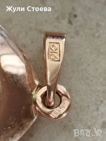 Руска златна висулка с аметист, снимка 7 - Колиета, медальони, синджири - 53706551