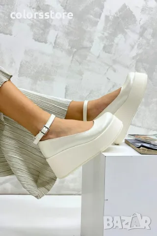 Обувки на платформа - бяла перла - FG25