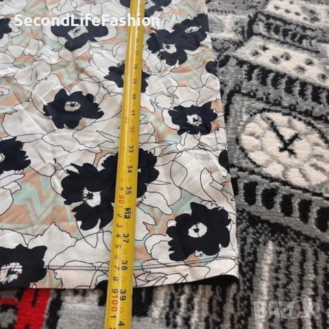 Рокля Sonia Rykiel миди кройка с цветя памук-полиестер размер M черна права кройка, снимка 5 - Рокли - 53223539