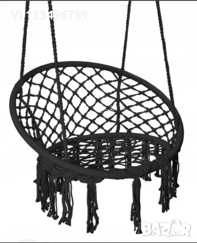 Висяща въжена люлка-хамак, Черна+ подарък възглавница