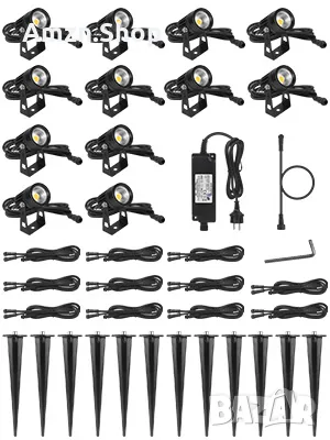 AIMHEIM Комплект от 12 градински прожектора спот LED топло бяло 3 W градинско осветление декорация , снимка 9 - Лед осветление - 46840610