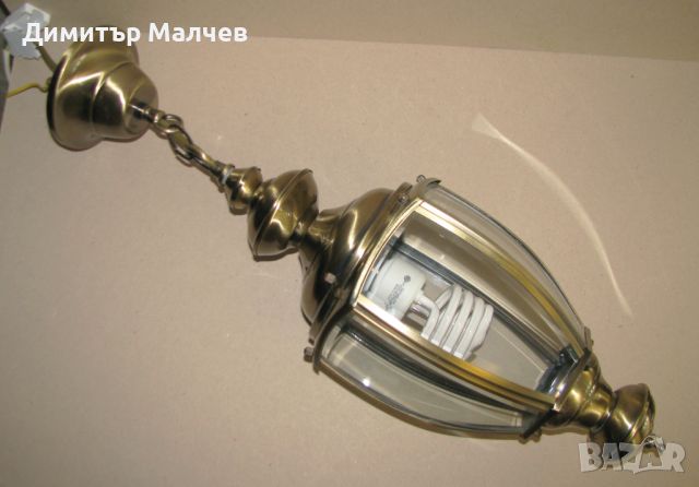 Луксозна висяща лампа полилей тип Фенер, 'бронз' кристални стъкла, отличен, снимка 2 - Лампи за таван - 45698819