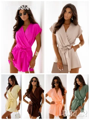 Къс дамски гащеризон с V-образно деколте, 7цвята 