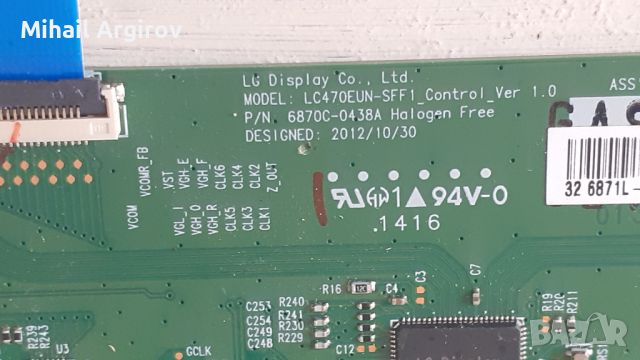 T-CON BOARD /ТИКОНИ/ ПЛАТКИ ПАНГЮРИЩЕ-1.14/SHARP 3968TP/-BN41-2111A/T320HVN05.6-32T42-CO7/HV320FHB-N, снимка 12 - Части и Платки - 46777612