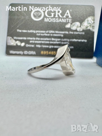 Сребърен пръстен с мойсанит (Диамант) 2.5 карата, снимка 5 - Пръстени - 53540928
