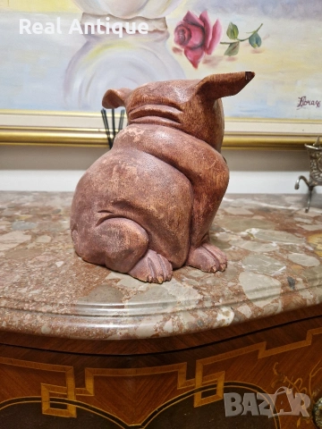 Прекрасна антикварна английска дървена фигура статуетка , снимка 6 - Статуетки - 53815760