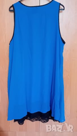 Синя рокля с дантела и ефектно деколте, снимка 7 - Рокли - 46336791