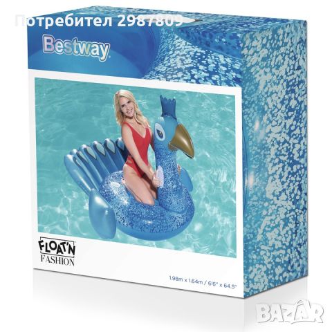 ПРОМОЦИЯ!!! Надуваем дюшек  матрак Bestway Pretty Peacock, 1.98 м x 1.64 м Винил, снимка 3 - Надуваеми играчки - 46567477