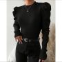 Дамска блуза с ефектни ръкави в черно, снимка 1 - Блузи с дълъг ръкав и пуловери - 45439511